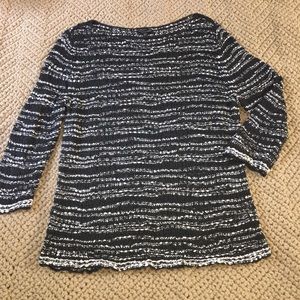 Eileen Fisher Sweater Italian Yarn Charcoal Gray & White Size Large